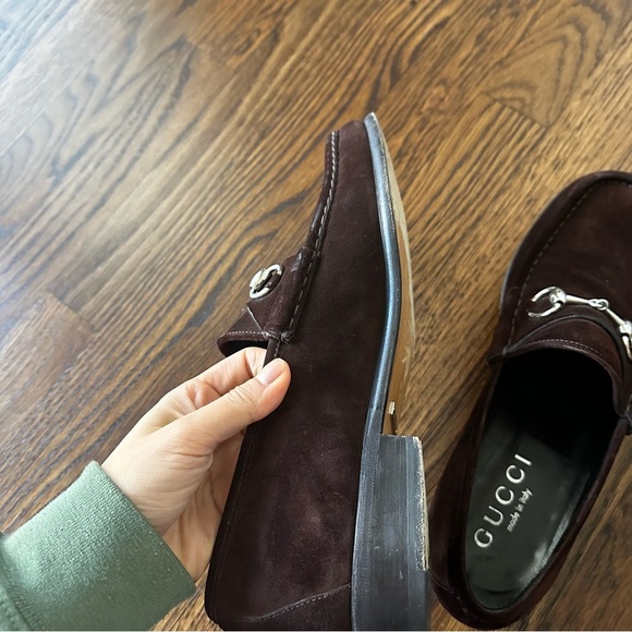 Men’s Gucci Horsebit Brown suede Loafers dress shoes - Picture 4 of 13